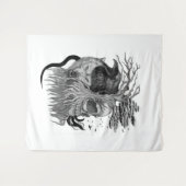 Wolf und Raven mit Skull Wandteppich (Vorderseite (Horizontal))