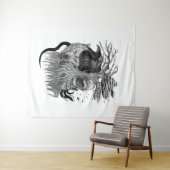 Wolf und Raven mit Skull Wandteppich (Beispiel (Horizontal))