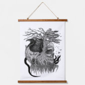 Wolf und Raven mit Skull Wandteppich Mit Holzrahmen (Vorderseite)
