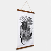 Wolf und Raven mit Skull Wandteppich Mit Holzrahmen (Gewinkelt)