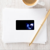 Wolf und Raven mit Vollmond Adressaufkleber (Insitu)