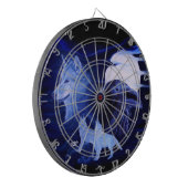 Wolf und Raven mit Vollmond Dartscheibe (Vorderseite Links)