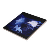 Wolf und Raven mit Vollmond Fliese (Seite)