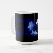 Wolf und Raven mit Vollmond Kaffeetasse (Vorderseite Links)