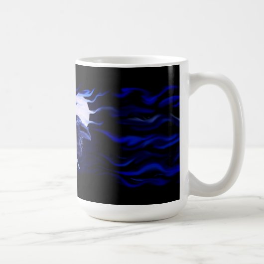 Wolf und Raven mit Vollmond Kaffeetasse (Rechts)