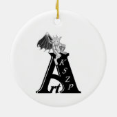 Wolf und Raven mit Vollmond Keramik Ornament (Hinten)