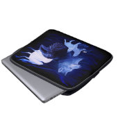 Wolf und Raven mit Vollmond Laptopschutzhülle (Vorne Knopf)