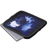 Wolf und Raven mit Vollmond Laptopschutzhülle (Vorne Knopf)