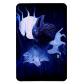 Wolf und Raven mit Vollmond Magnet (Vertikal)
