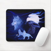Wolf und Raven mit Vollmond Mousepad (Mit Mouse)