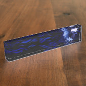 Wolf und Raven mit Vollmond Namensplakette (Seite)