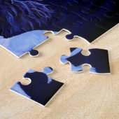 Wolf und Raven mit Vollmond Puzzle (Seite)