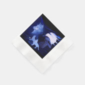 Wolf und Raven mit Vollmond Serviette (Ecke)