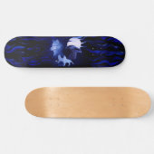 Wolf und Raven mit Vollmond Skateboard (Horizontal)