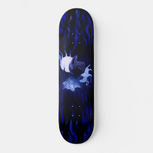 Wolf und Raven mit Vollmond Skateboard