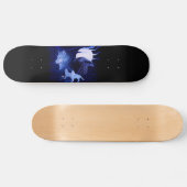 Wolf und Raven mit Vollmond Skateboard (Horizontal)