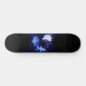 Wolf und Raven mit Vollmond Skateboard (Horizontal)