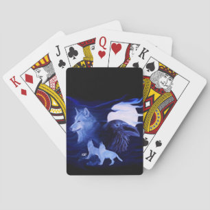 Wolf und Raven mit Vollmond Spielkarten