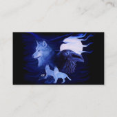 Wolf und Raven mit Vollmond Visitenkarte (Rückseite)