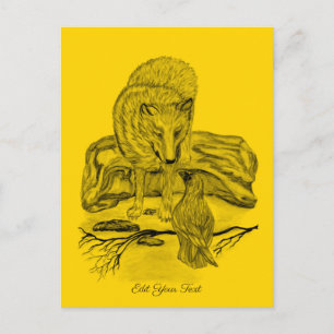 Wolf und Raven - Schwarz und Gelb Postkarte