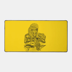 Wolf und Raven, Schwarz und Gelb Schreibtischunterlage