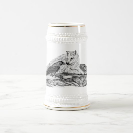 Wolf und Raven - Schwarz und Weiß Bierglas (Mittel)