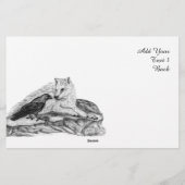 Wolf und Raven - Schwarz und Weiß Briefpapier (Rückseite)