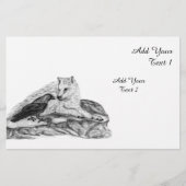 Wolf und Raven - Schwarz und Weiß Briefpapier (Vorderseite)