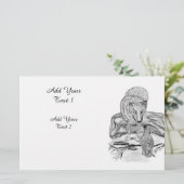 Wolf und Raven - Schwarz und Weiß Briefpapier (Stehend Vorderseite)