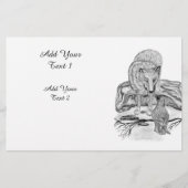 Wolf und Raven - Schwarz und Weiß Briefpapier (Vorderseite)