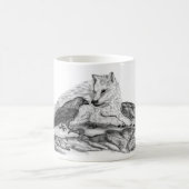 Wolf und Raven - Schwarz und Weiß Kaffeetasse (Mittel)