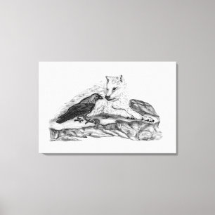 Wolf und Raven - Schwarz und Weiß Leinwanddruck