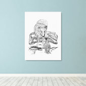 Wolf und Raven - Schwarz und Weiß Leinwanddruck (Insitu (Holzboden))