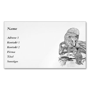 Wolf und Raven - Schwarz und Weiß Magnetische Visitenkarte