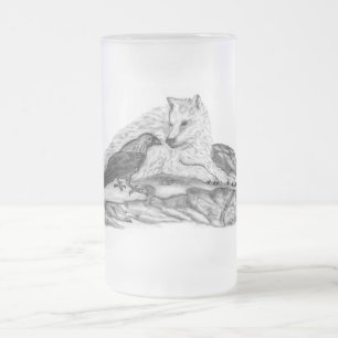 Wolf und Raven - Schwarz und Weiß Mattglas Bierglas