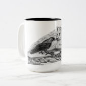 Wolf und Raven - Schwarz und Weiß Zweifarbige Tasse (Vorderseite Links)