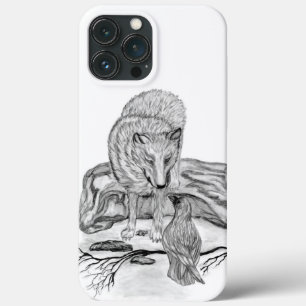 Wolf und Raven Schwarzweiß-Design Case-Mate iPhone Hülle