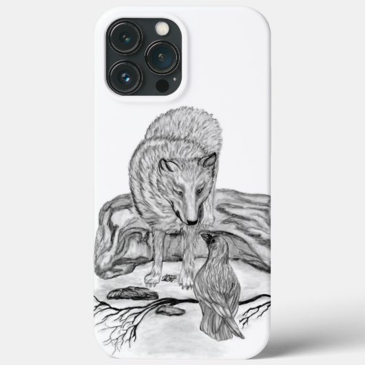 Wolf und Raven Schwarzweiß-Design Case-Mate iPhone Hülle (Rückseite)