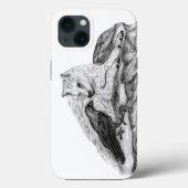 Wolf und Raven Schwarzweiß-Design Case-Mate iPhone Hülle (Rückseite)