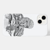 Wolf und Raven Schwarzweiß-Design Case-Mate iPhone Hülle (Rückseite (Horizontal))