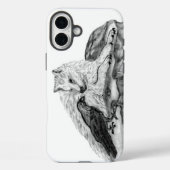 Wolf und Raven Schwarzweiß-Design Case-Mate iPhone Hülle (Rückseite)