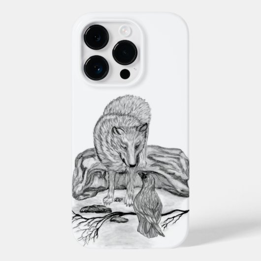 Wolf und Raven Schwarzweiß-Design Case-Mate iPhone Hülle (Rückseite)