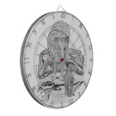 Wolf und Raven Schwarzweiß-Design Dartscheibe (Vorderseite Links)