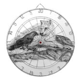 Wolf und Raven Schwarzweiß-Design Dartscheibe (vorne)