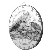 Wolf und Raven Schwarzweiß-Design Dartscheibe (Vorderseite rechts)