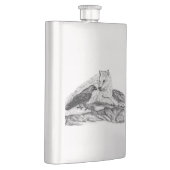 Wolf und Raven Schwarzweiß-Design Flachmann (Rechts)