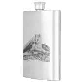 Wolf und Raven Schwarzweiß-Design Flachmann (Links)