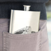 Wolf und Raven Schwarzweiß-Design Flachmann (Beispiel)