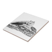 Wolf und Raven Schwarzweiß-Design Fliese (Seite)