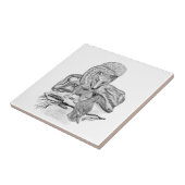 Wolf und Raven Schwarzweiß-Design Fliese (Seite)